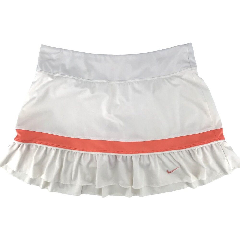 Nike Dri-Fit Womens White Ruffle Hem Athletic Wear Tennis Skort Size M